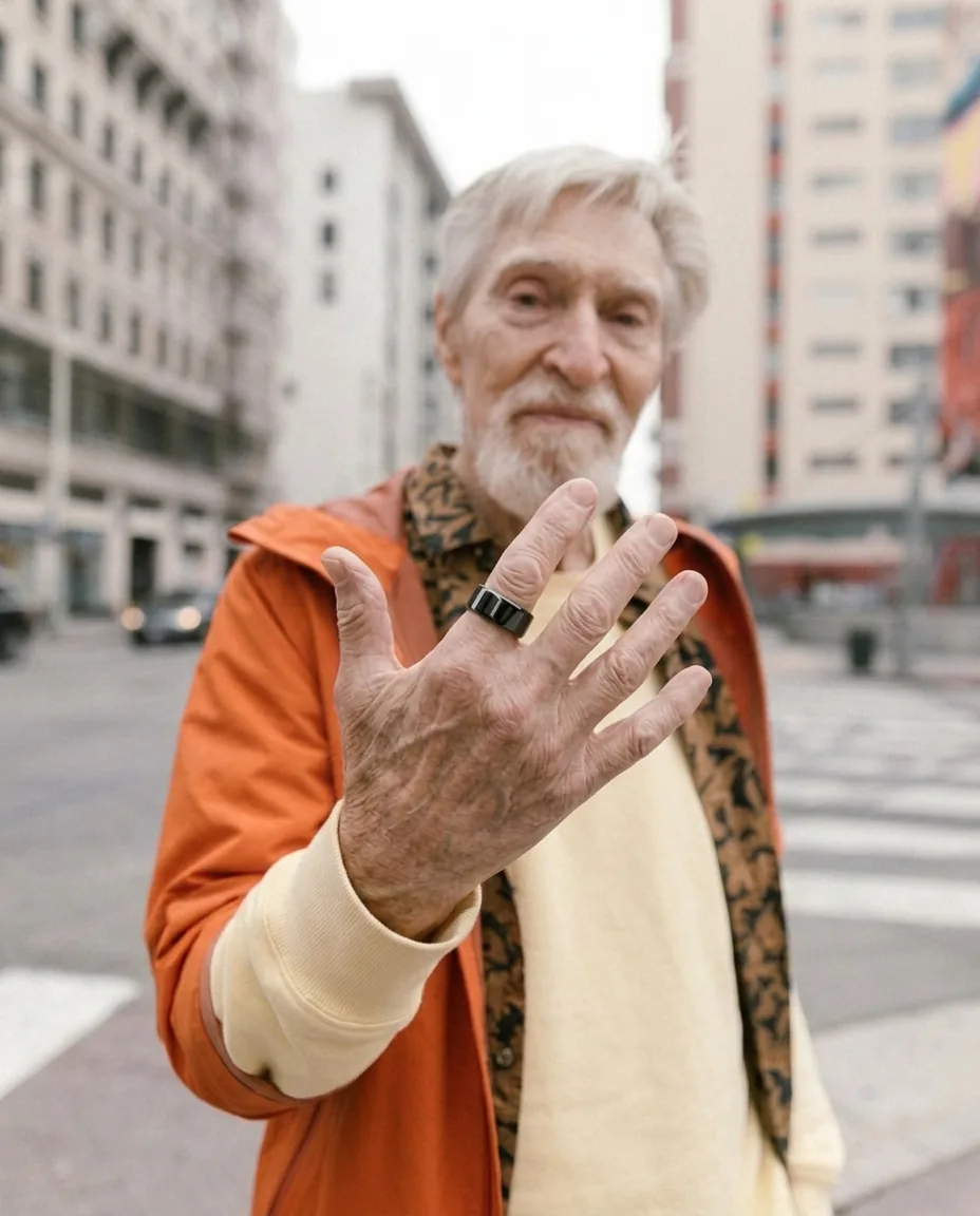 A person wearing a HOPE smart ring outdoors