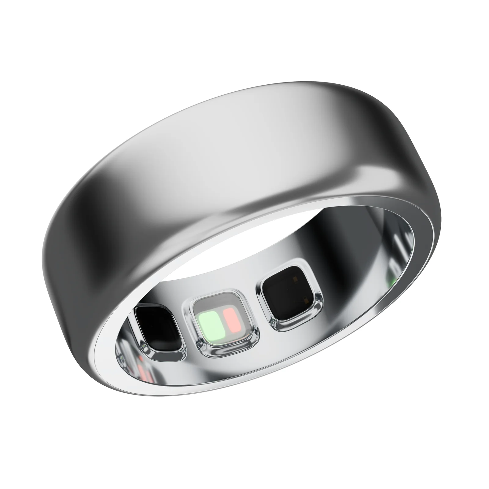 HOPE Ring B in silver, showing the sensors on the inside of the band